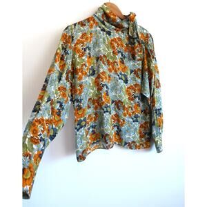 AMOUR VERT Veranda Tie Neck Floral Olivet Blouse Top Anthropologie S $168